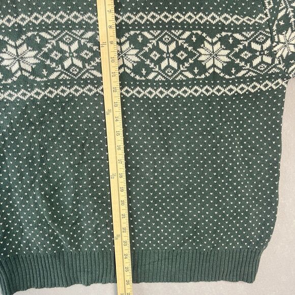 VTG PBX Basics Green Fair Isle Knit 1/4 Zip Sweater Size XL Retro Ski Winter - Picture 7 of 7